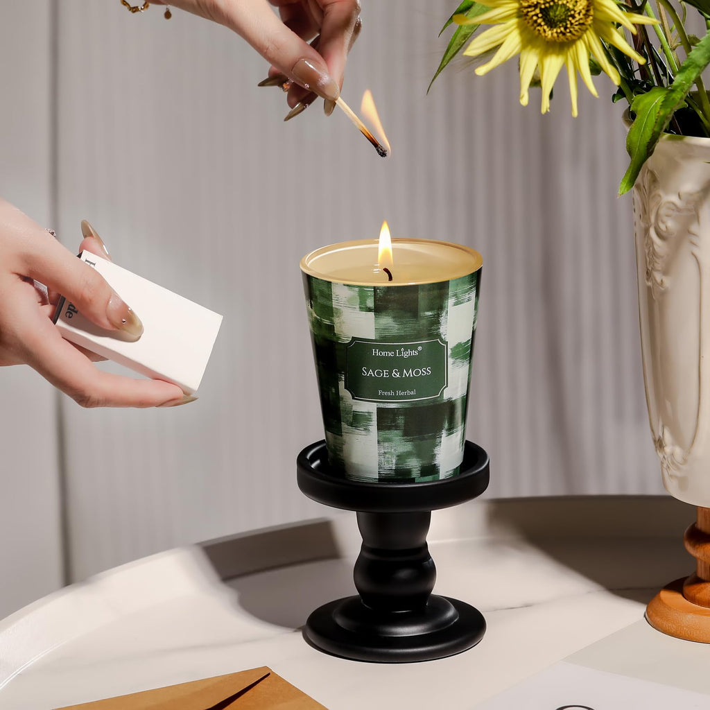 HomeLights Sage & Moss Soy Candle – 6.7oz, Minimalist Scandinavian Decor
