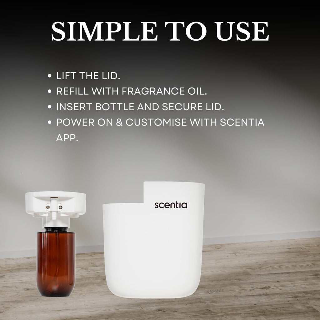 Home Scent Diffuser Starter Kit – Plug-In Waterless Diffuser for Essential Oils (500 sq ft) – White