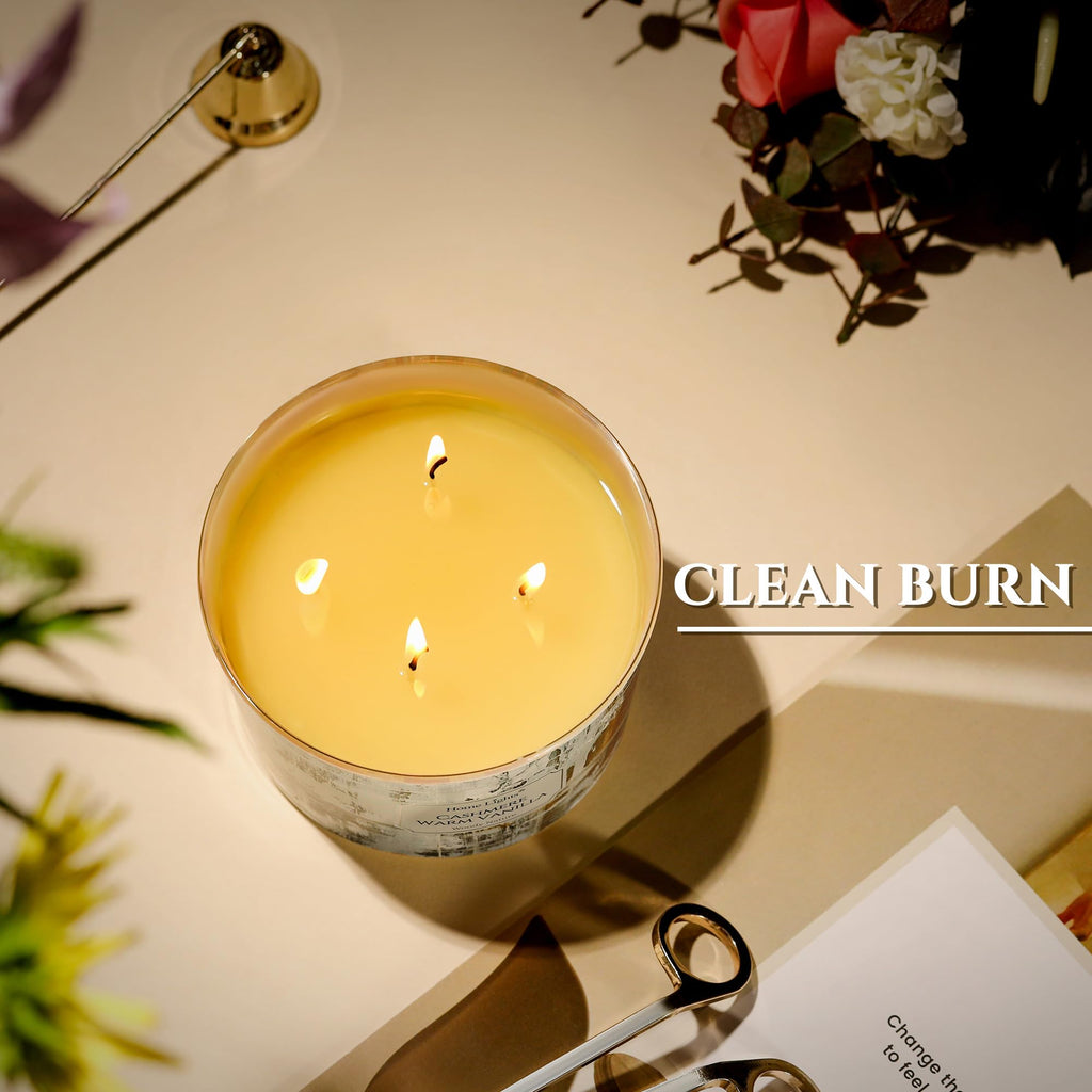 HomeLights Scented Candles – 18oz 4-Wick Aromatherapy Candle, Cashmere Warm Vanilla, Industrial Chic Decor & Gift