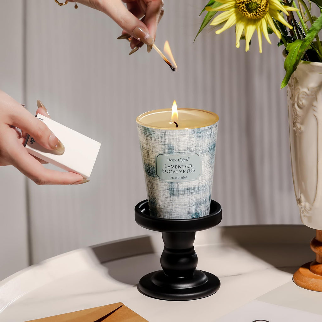 HomeLights Lavender Eucalyptus Soy Wax Candle 6.7oz | 1-Wick Aromatherapy & Scandinavian Minimalist Design