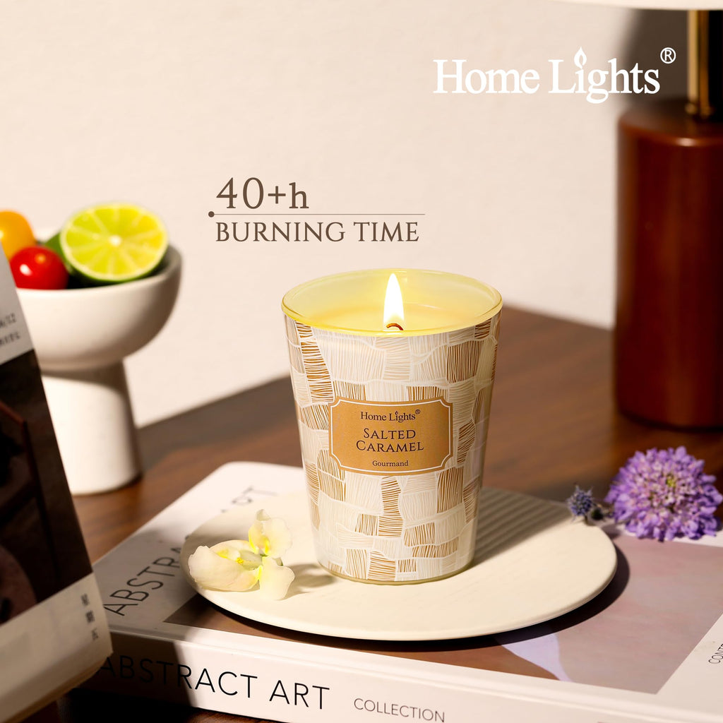 HomeLights Salted Caramel Soy Wax Candle – 6.7oz, 1-Wick, Aromatherapy Gift