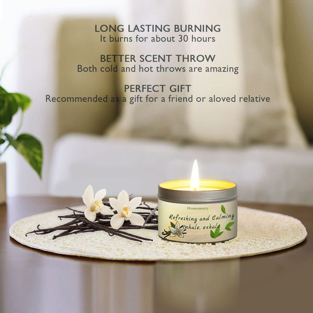 Homemory Peppermint & Vanilla Scented Aromatherapy Candle – 6oz, Soy Wax, Hand-Poured