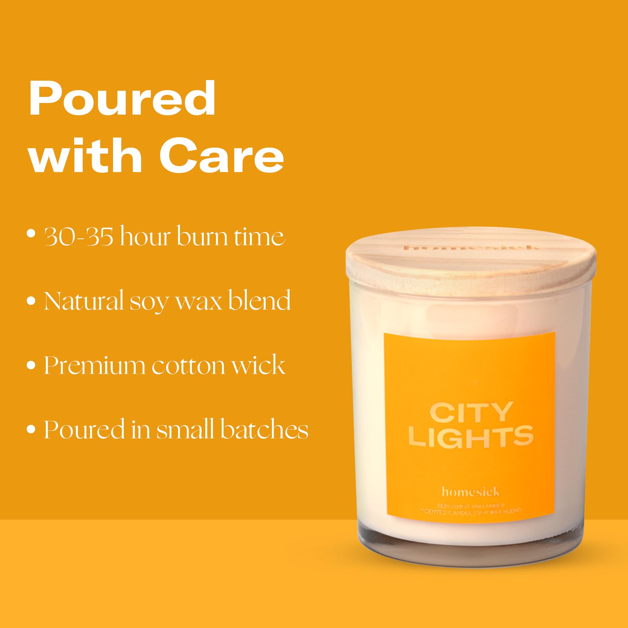 Homesick City Lights 7.5 oz Soy Candle – Amber & Bergamot