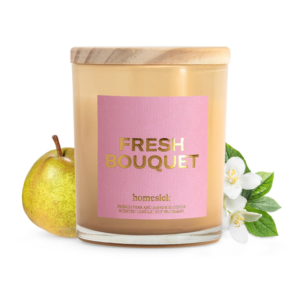 Homesick Fresh Bouquet Candle - 7.5 oz Natural Soy Wax, Jasmine & Rose
