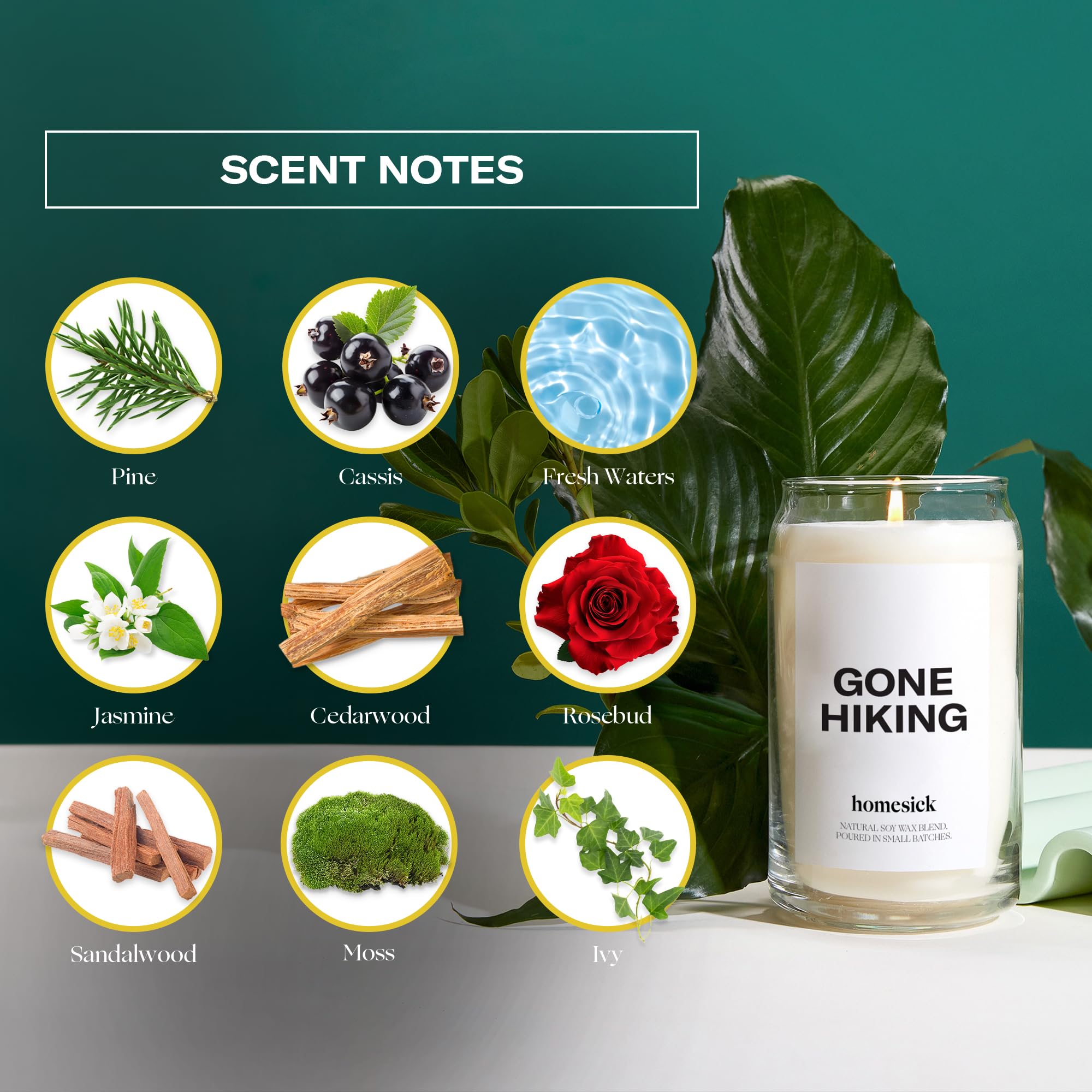 Homesick Gone Hiking Scented Candle – 13.75 oz, Pine, Jasmine & Sandalwood