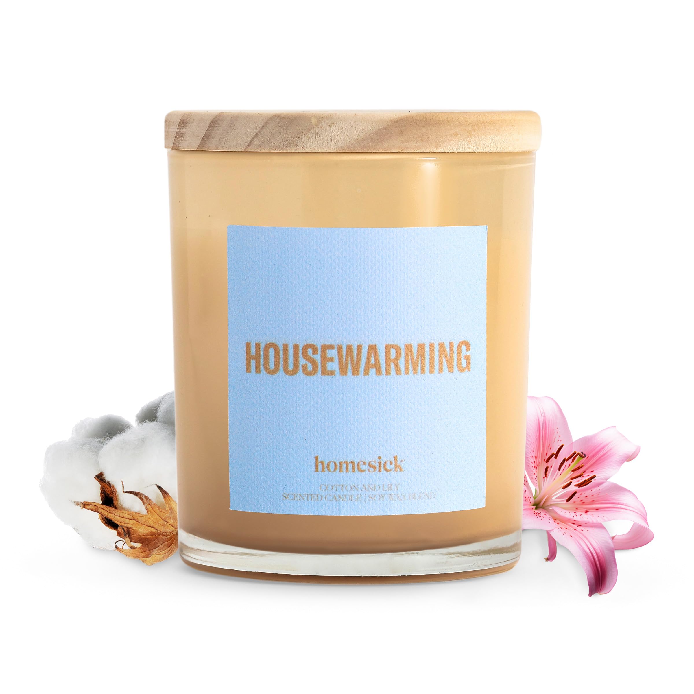 Homesick Housewarming Candle – 7.5 oz Natural Soy Wax (Cotton & Water Lily)