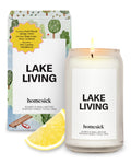 Homesick Lake Living Scented Candle – 13.75 oz Soy Wax, 60-80 Hours Burn Time, Notes of Mineral Springs, Water Lotus & Pine