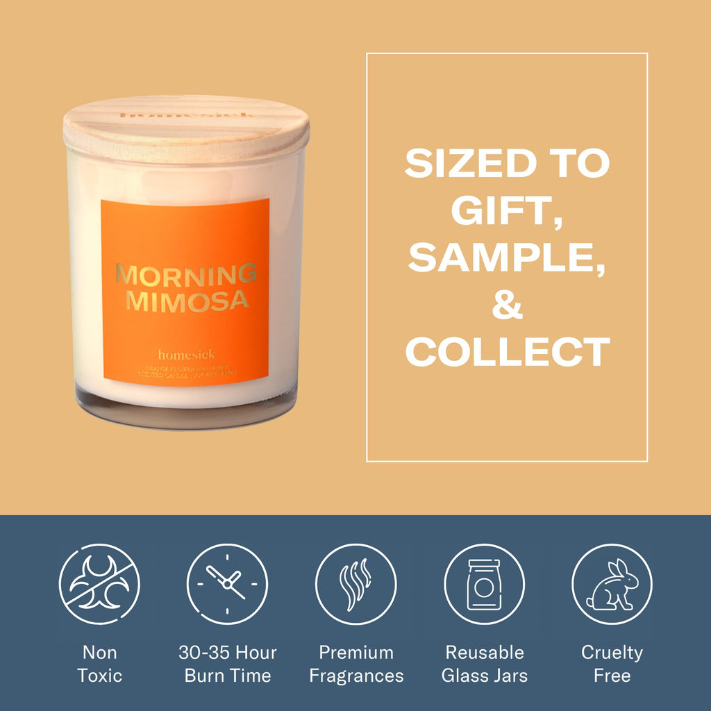 Morning Mimosa 7.5oz Homesick Candle – Orange Flower & Honey, Natural Soy Wax