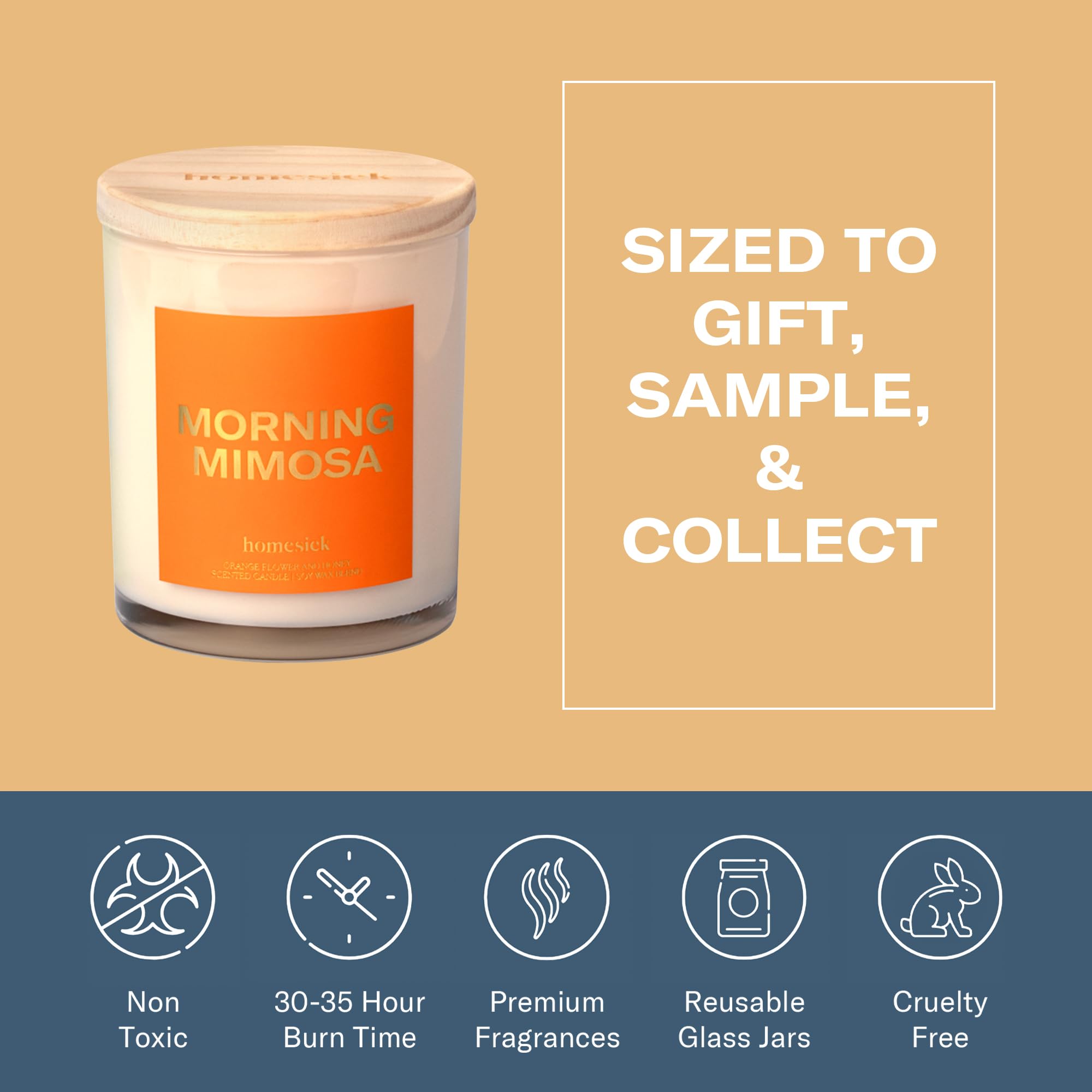 Morning Mimosa 7.5oz Homesick Candle – Orange Flower & Honey, Natural Soy Wax