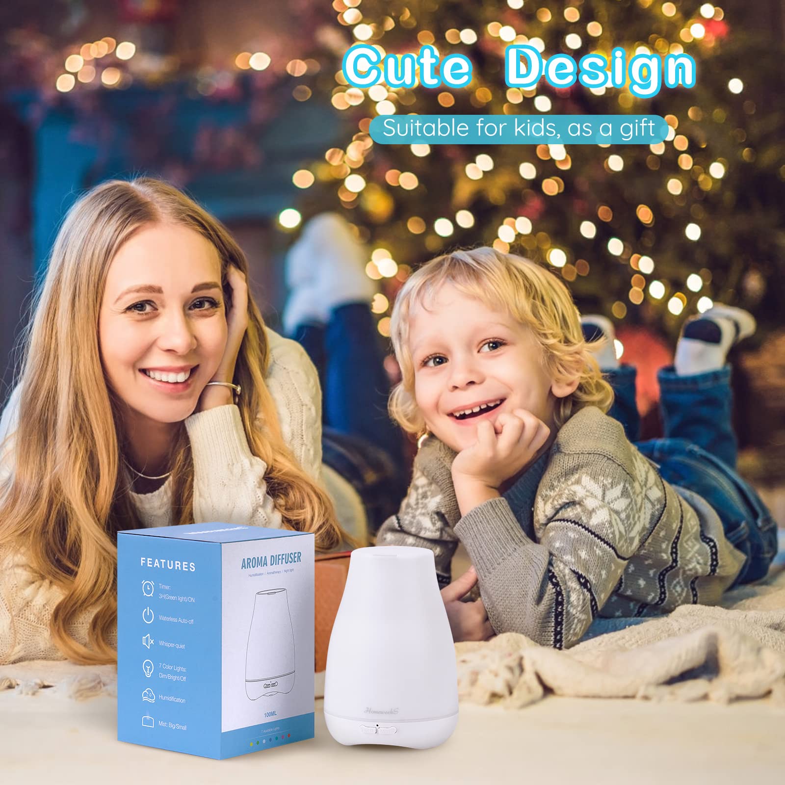 Homeweeks 100ml Colorful Essential Oil Diffuser | Adjustable Mist & Auto Off