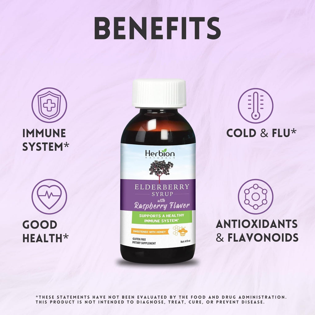 Herbion Naturals Elderberry Syrup – Immune Support for Adults & Kids 1+