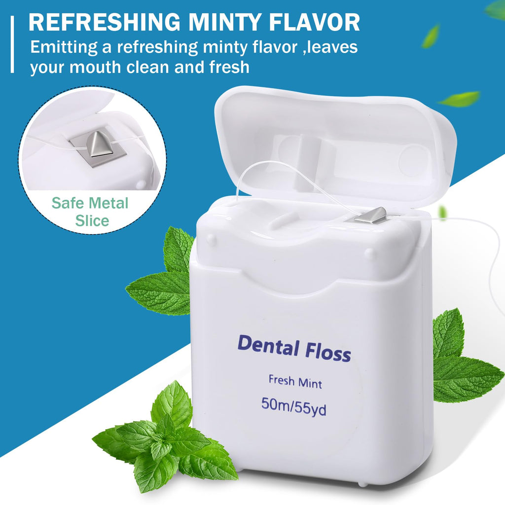 Honeydak 150 Pack Mint Dental Floss Bulk 50m Travel Floss for Teeth & Gums (White)