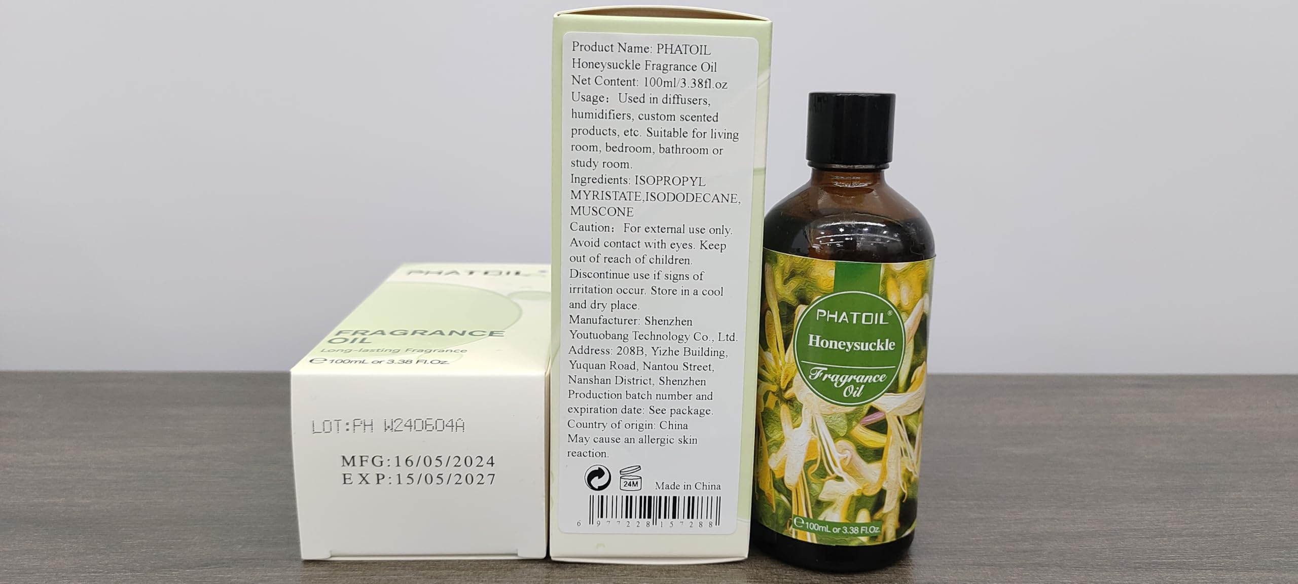 Honeysuckle Fragrance Oil 100ml | PHATOIL Aromatherapy Essential Oil for Diffuser, DIY Candles