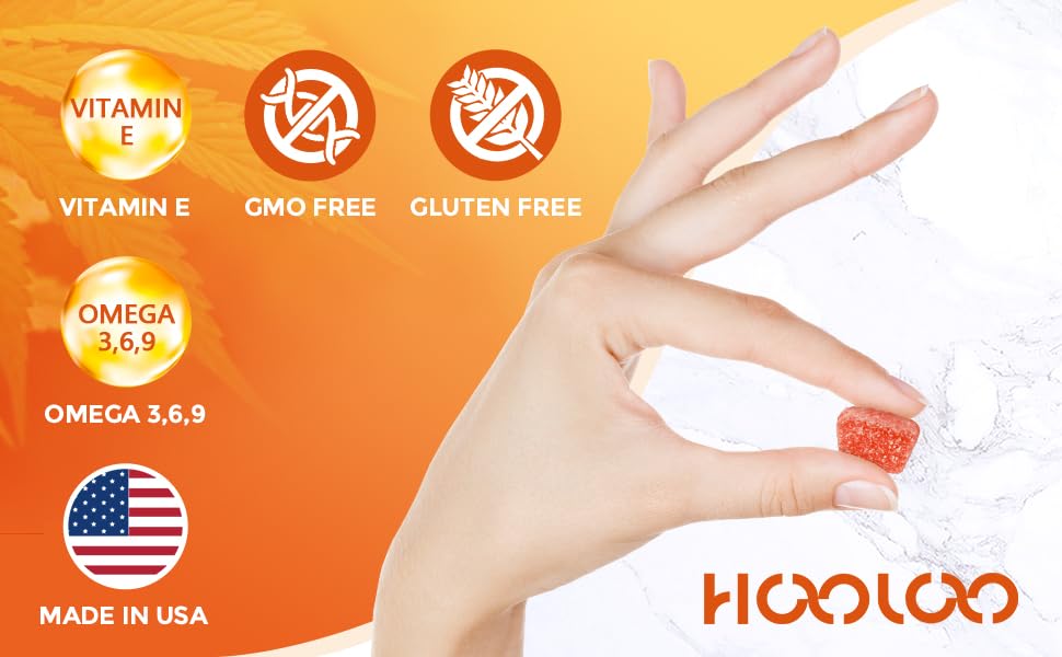HOOLOO Hemp Gummies for Deep Bedtime Support – 2 Packs, 6 Fruity Flavors, Made in USA
