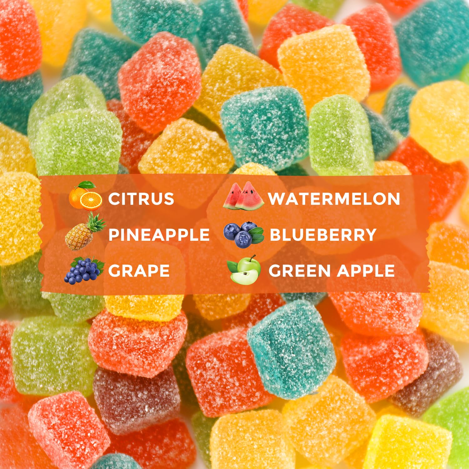 HOOLOO Hemp Gummies Big Cubes Extra Strength for Bedtime Support, Unwind, 2 Packs, 6 Fruity Flavors Chewable Hemp Gummy Vitamins for Adults, Made in USA