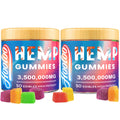 HOOLOO Hemp Gummies Big Cubes Extra Strength for Bedtime Support, Unwind, 2 Packs, 6 Fruity Flavors Chewable Hemp Gummy Vitamins for Adults, Made in USA