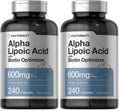 Horbäach Alpha Lipoic Acid 600mg + Biotin Optimizer – 240 Capsules (Pack of 2) | Gluten Free, Non-GMO