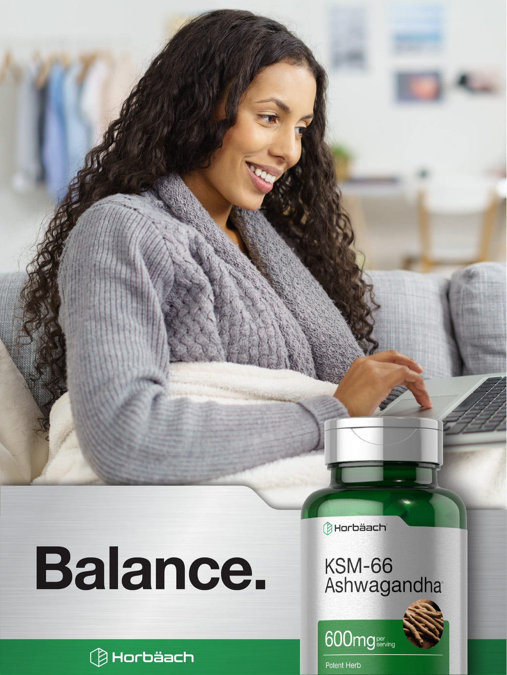 Horbäach KSM-66 Ashwagandha Caplets – 600mg | 60 Pills | L-Theanine | For Women & Men | Vegan, Non-GMO, Gluten Free | Pack of 2