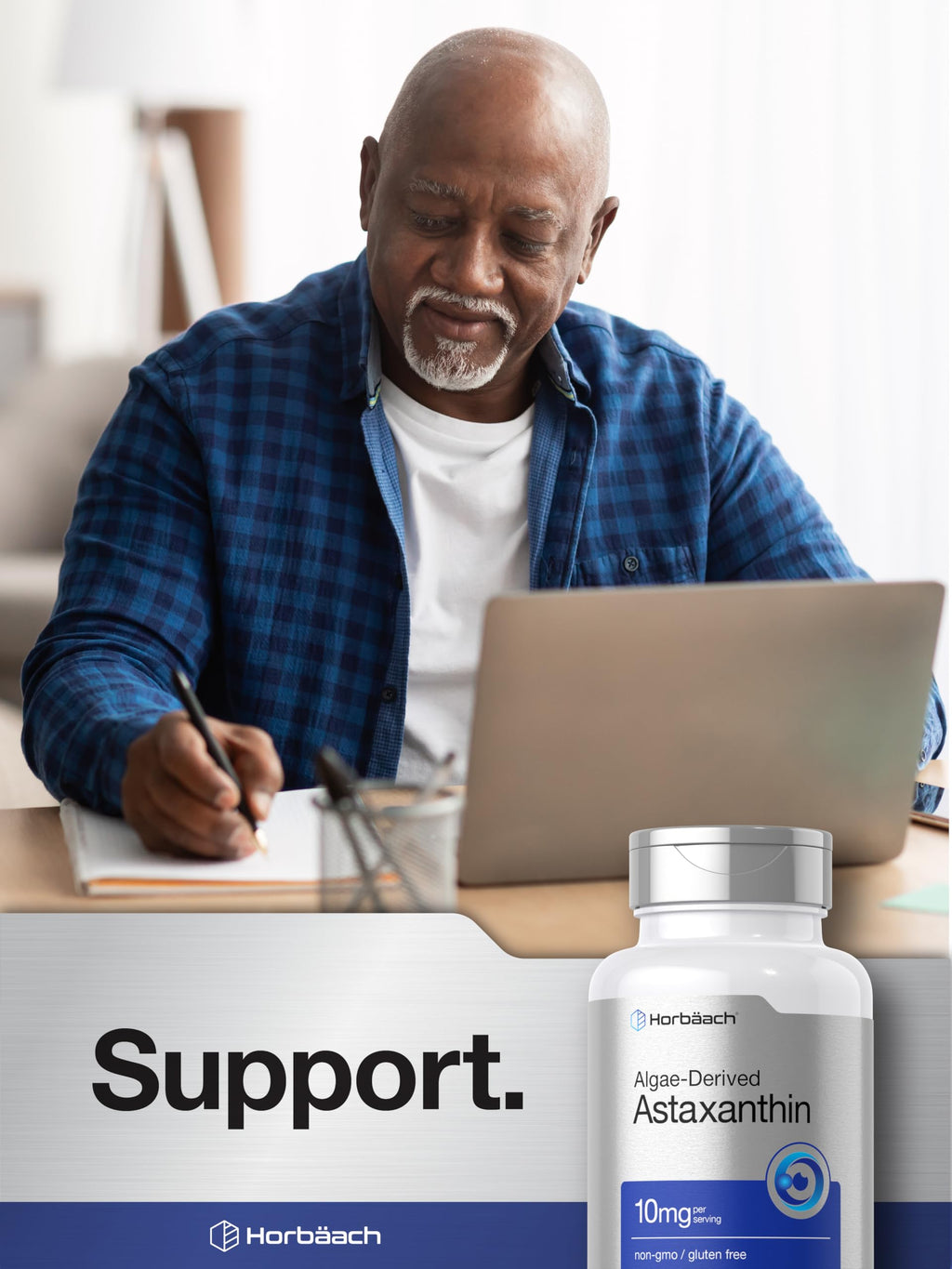 Horbäach Astaxanthin 10mg – 60 Softgels | Algae-Derived, Non-GMO, Gluten Free