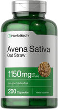 Horbäach Avena Sativa Extract 1150 mg - 200 Capsules | Oat Straw | Non-GMO, Gluten Free