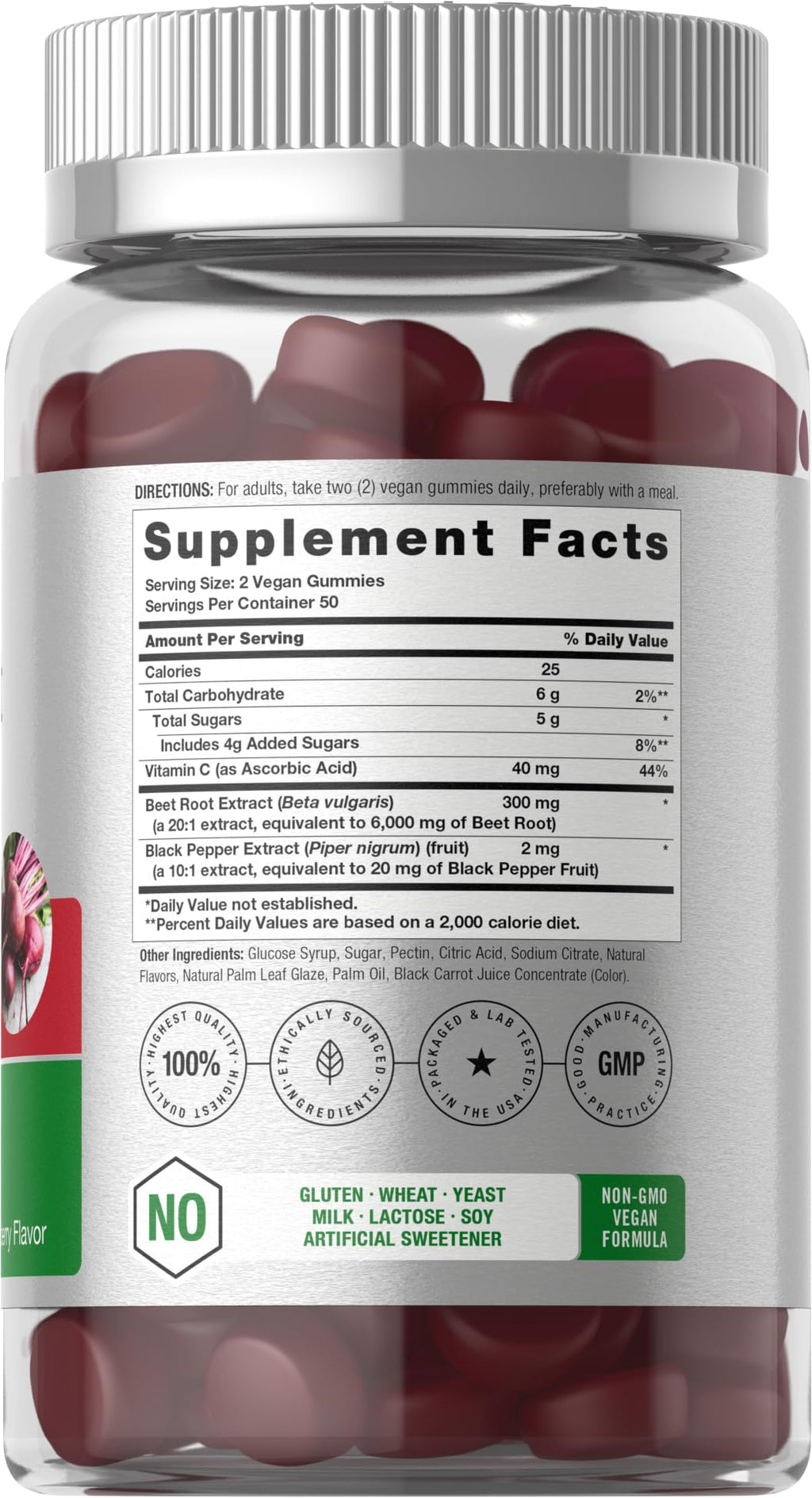 Horbäach Beet Root Gummies | 6000mg per Serving | 100 Count | Vegan, Non-GMO, Gluten Free | Strawberry Flavor