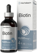 Horbäach Biotin Liquid Drops 10000mcg – Berry Flavor | Vegetarian, Non-GMO, Gluten Free