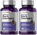 Horbäach Black Elderberry 3000mg Capsules – 180 Count | Non-GMO & Gluten Free