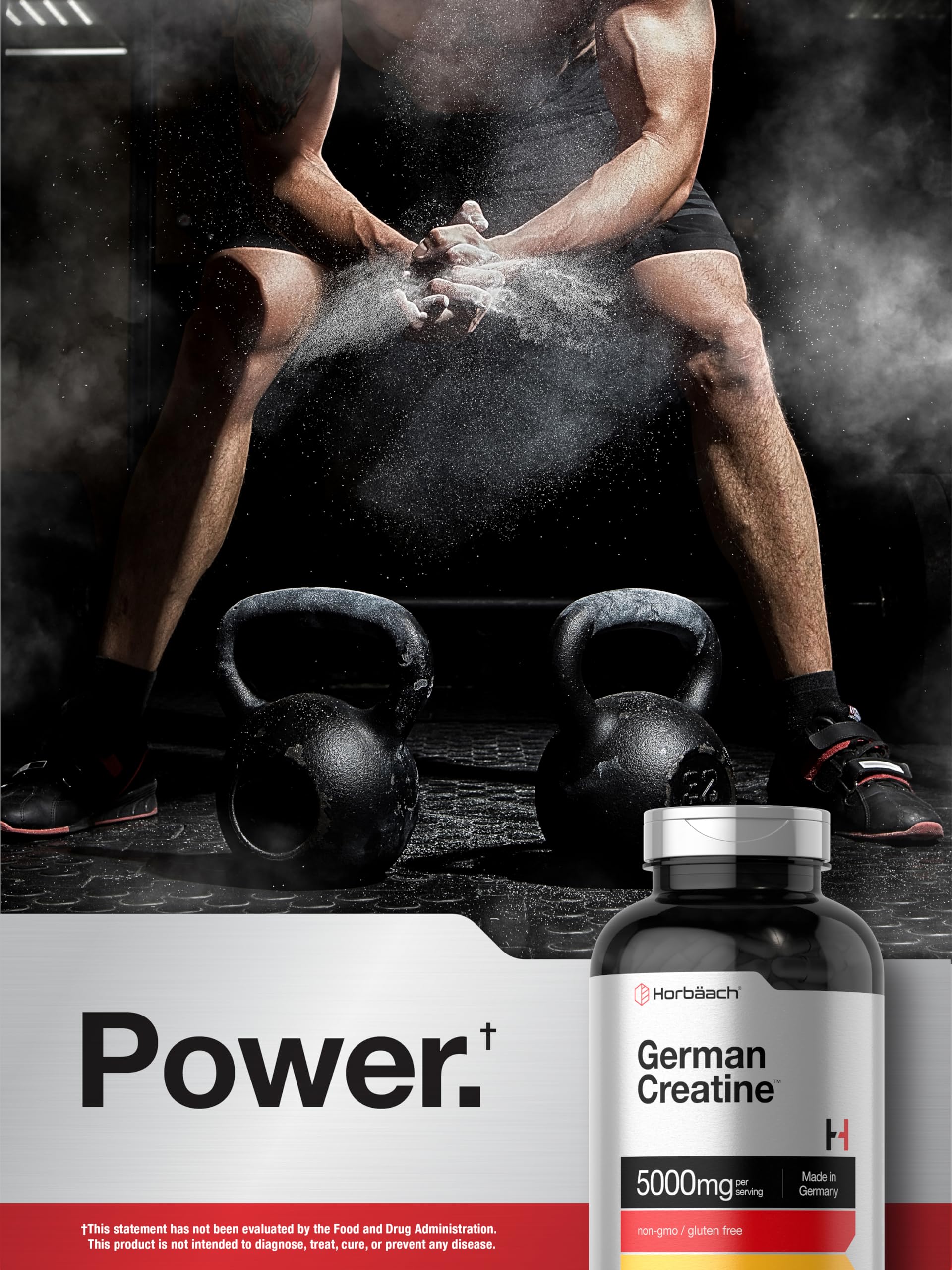 Horbaach German Creatine Monohydrate 5000mg | 250 Capsules | Non-GMO & Gluten Free