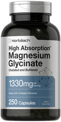 Horbäach Buffered Magnesium Glycinate 1330mg | 250 Capsules | Chelated Minerals