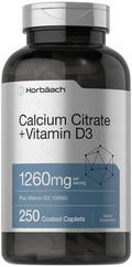 Horbäach Calcium Citrate with Vitamin D3 – 1260 mg, 250 Caplets | Vegetarian, Gluten Free