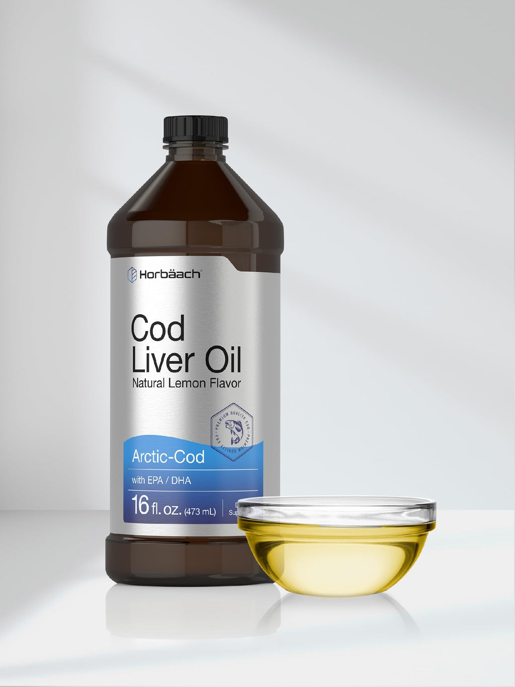 Horbäach Arctic Cod Liver Oil with EPA/DHA - 2 x 16 oz Lemon