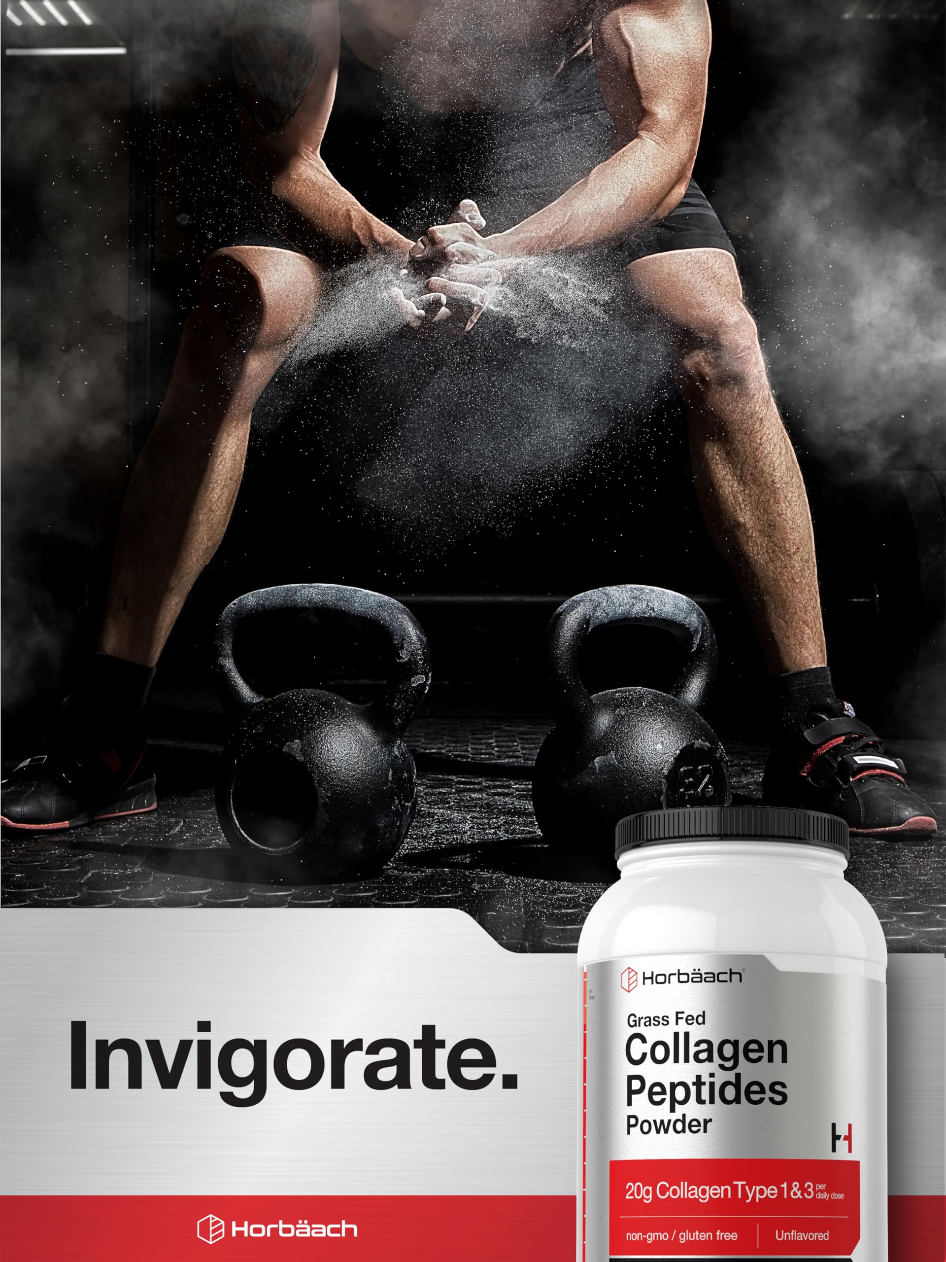 Horbaach Collagen Peptides Powder 40 oz – Unflavored, Grass-Fed Type I & III