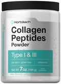 Horbäach Collagen Peptides Powder 7oz – Type I & III, Unflavored, Gluten Free