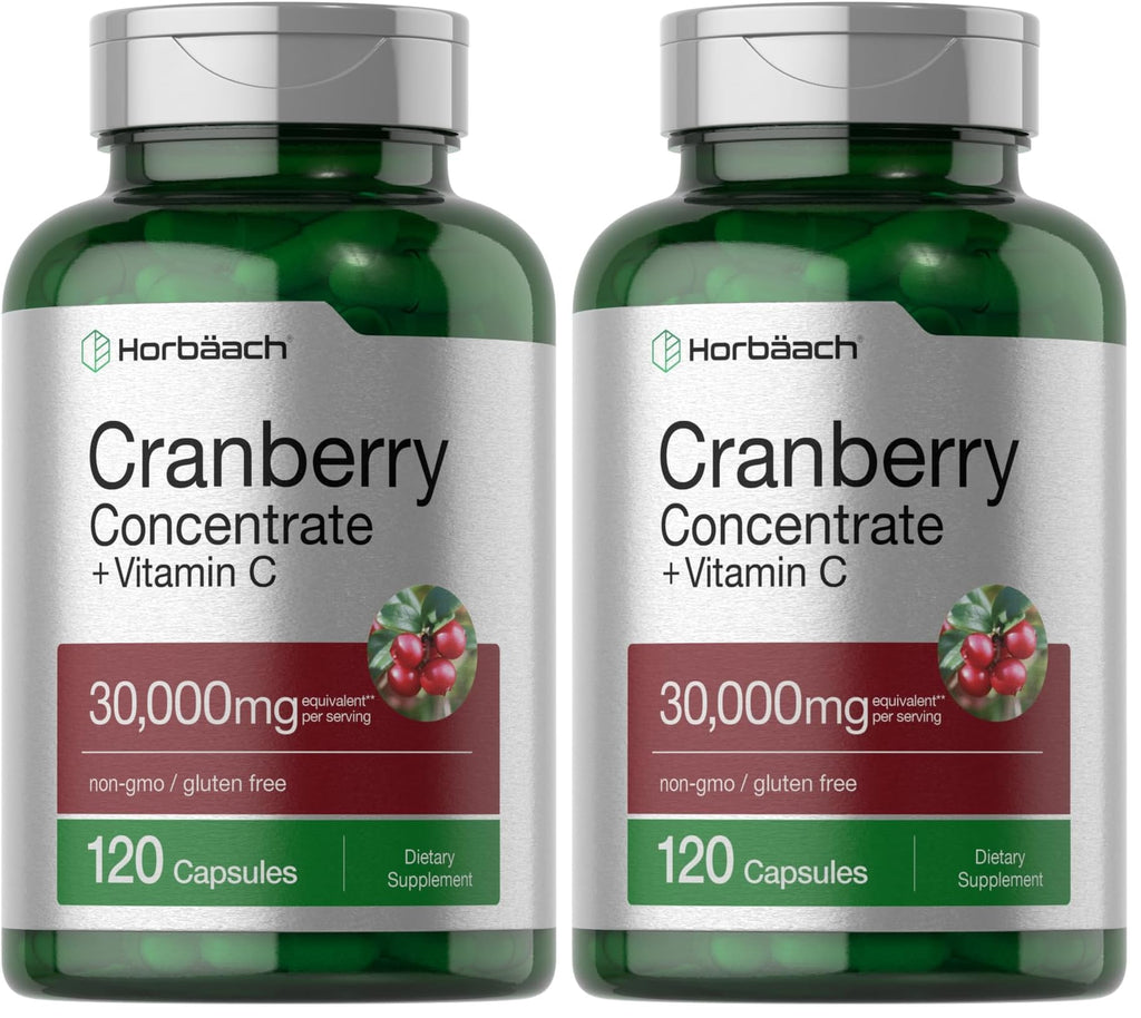 Horbäach Cranberry Concentrate Pills + Vitamin C – 30,000mg | Pack of 2