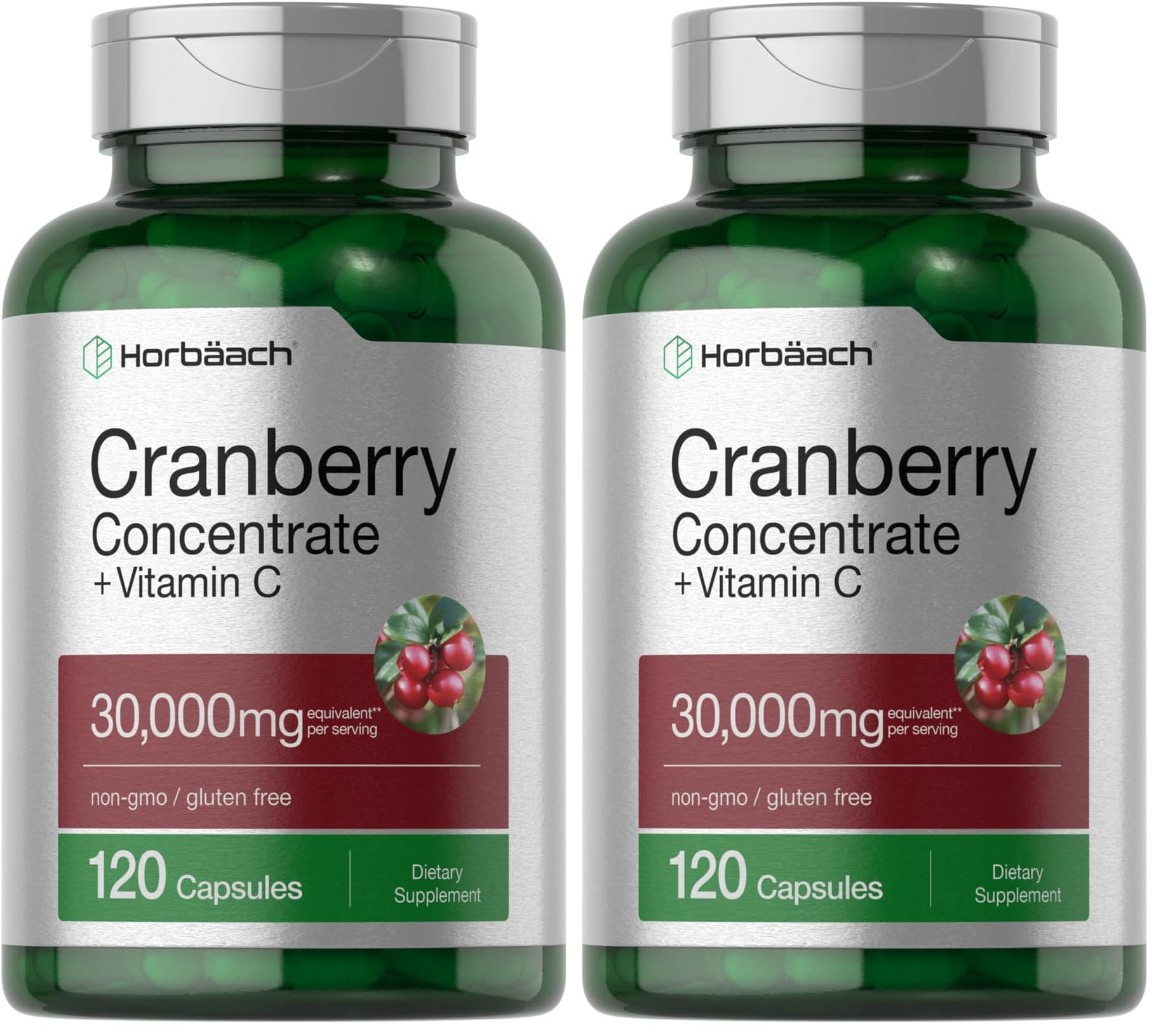 Horbäach Cranberry Concentrate Pills + Vitamin C – 30,000mg | Pack of 2