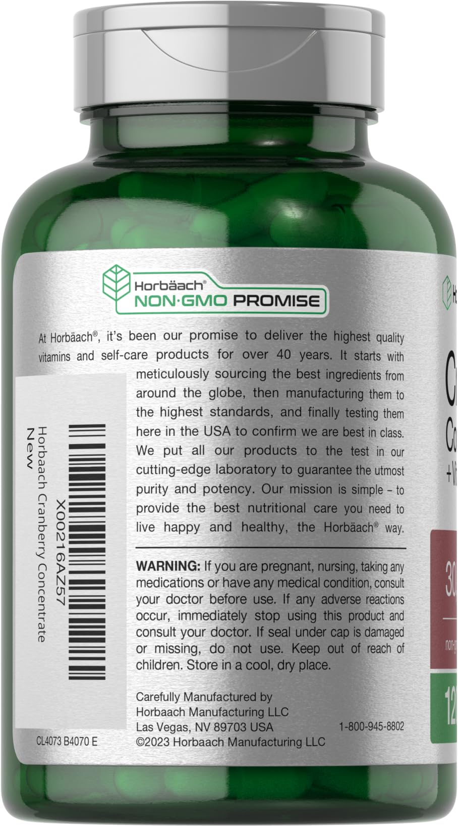 Horbäach Cranberry Concentrate Pills + Vitamin C – 30,000mg | Pack of 2