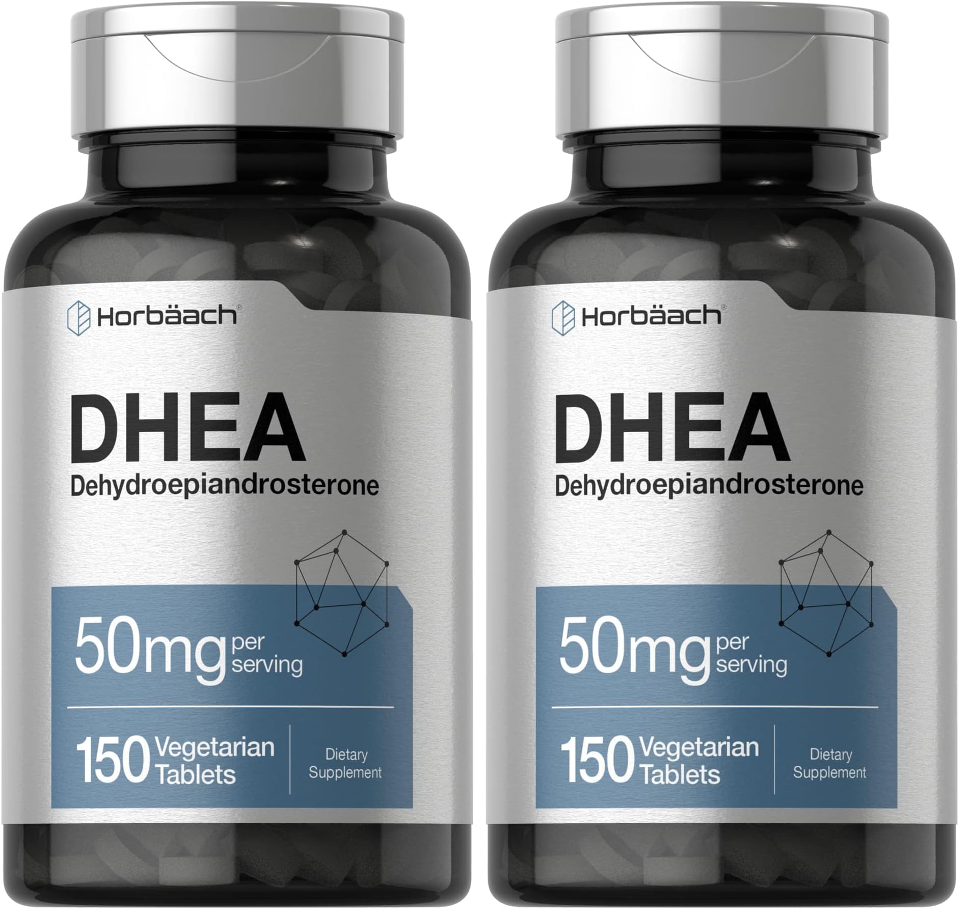 Horbäach DHEA 50mg 150 Tablets | Non-GMO, Gluten Free Supplement (Pack of 2)