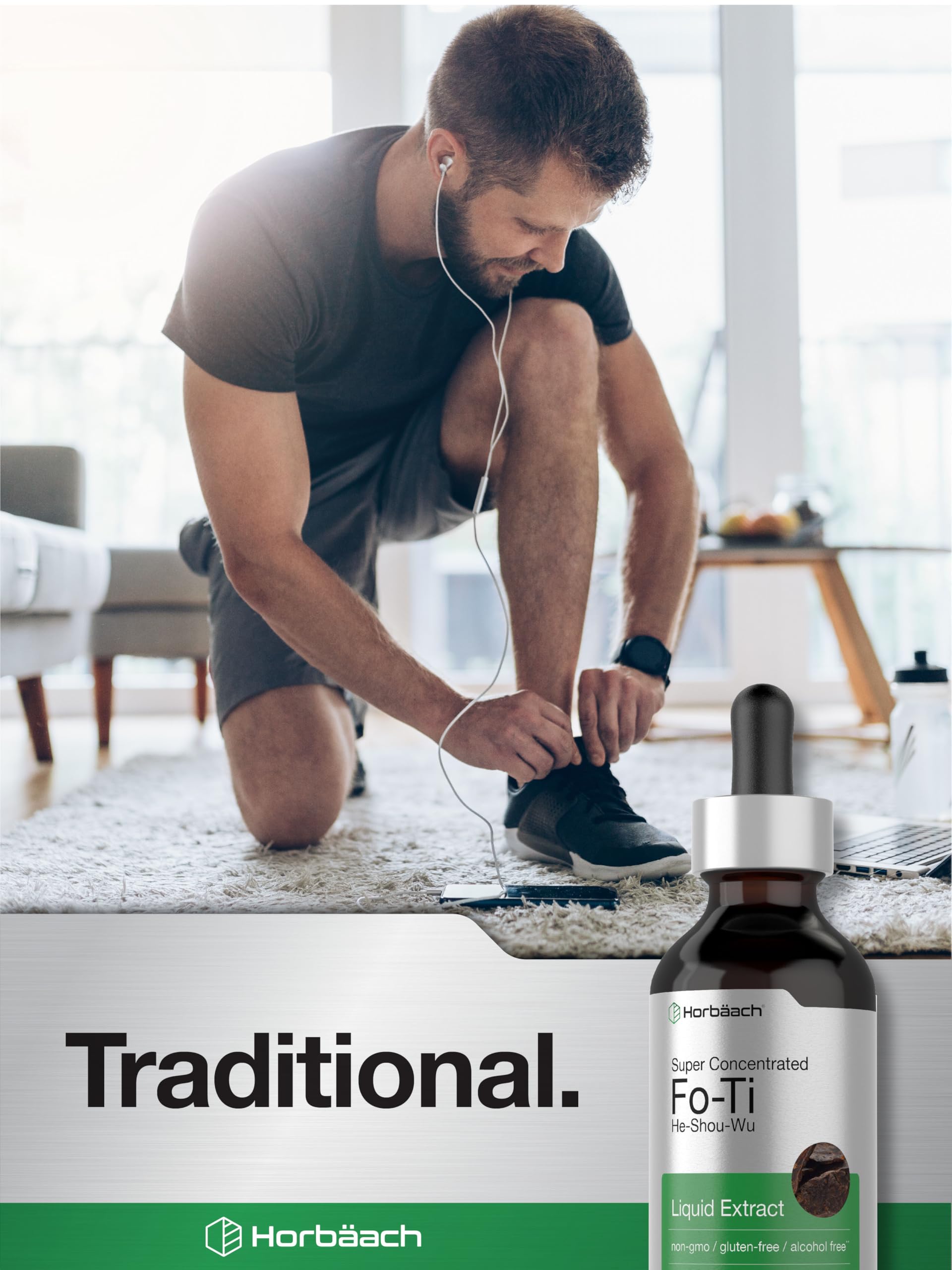 Horbäach FoTi Herb Liquid Root Extract – 2 oz | He Shou Wu | Alcohol Free | Gluten Free | Non-GMO