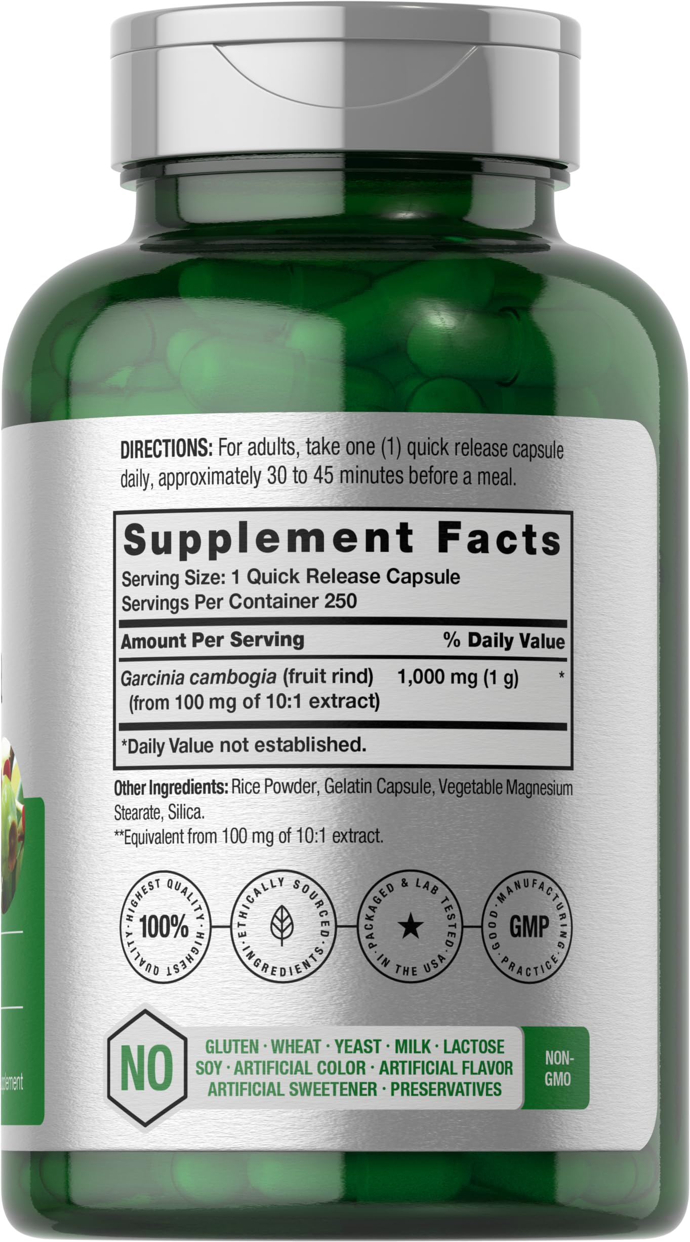 Horbaach Garcinia Cambogia Extract Pills 1000mg | 250 Capsules | Non-GMO