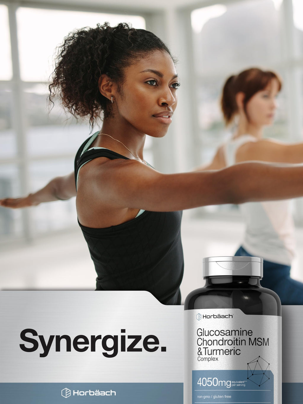 Horbäach Glucosamine Chondroitin MSM 4050 mg – 180 Caplets with Turmeric | Triple Strength | Non-GMO & Gluten Free