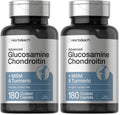 Horbäach Glucosamine Chondroitin | Plus MSM & Turmeric | 180 Coated Caplets | Non-GMO, Gluten Free Supplement (Pack of 2)