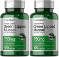 Horbäach Green Lipped Mussel 750 mg - 120 Capsules - New Zealand - Premium Freeze-Dried Mussel Powder - Non-GMO & Gluten Free (Pack of 2)