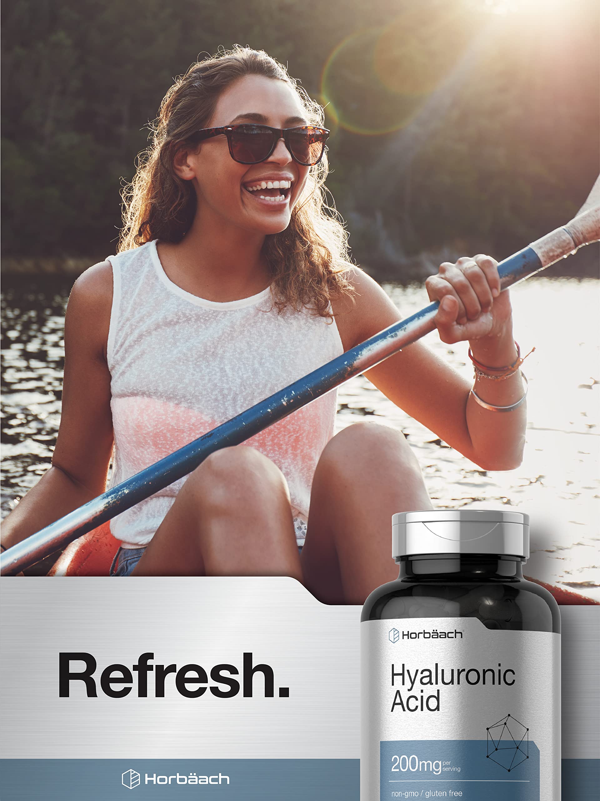 Horbäach Hyaluronic Acid Supplement – 200 mg, 150 Capsules | Non-GMO & Gluten Free