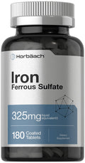 Horbäach Iron Ferrous Sulfate 325mg – 180 Count | Vegetarian, Non-GMO & Gluten Free