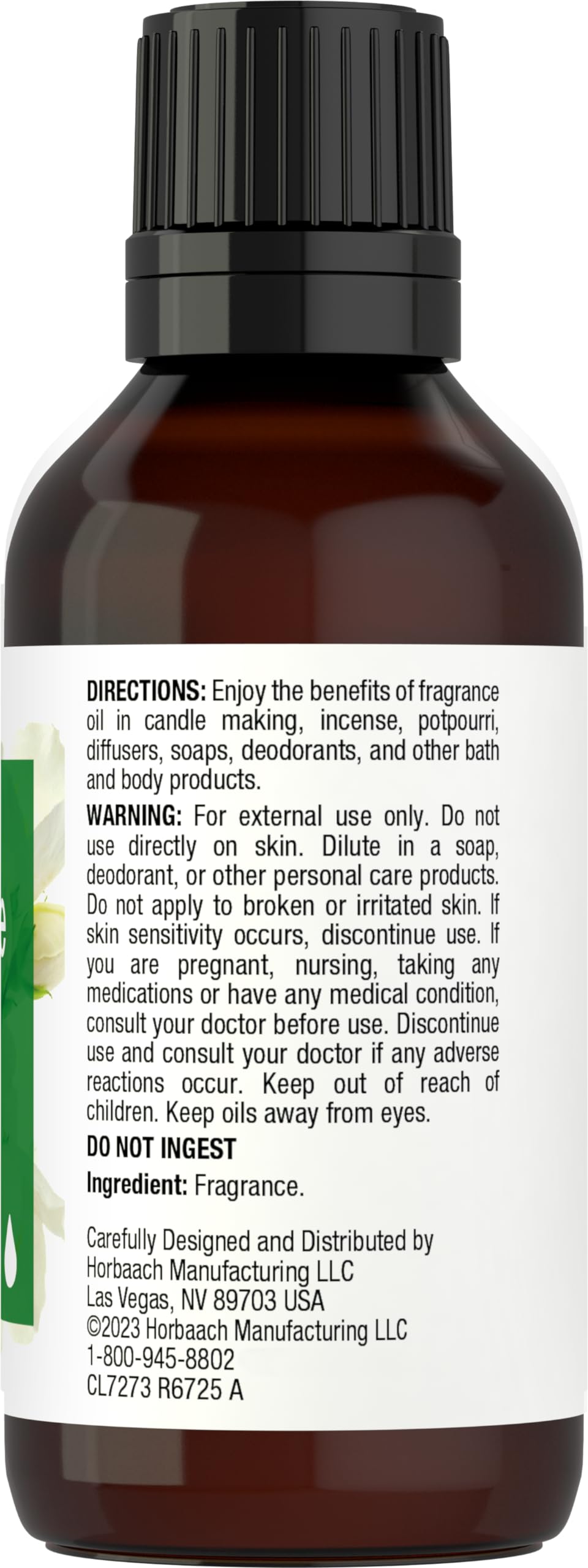 Horbaach Jasmine Fragrance Oil - 1 fl oz (30 ml) Premium Grade for Diffusers, Candles & Soaps