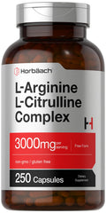 Horbäach L-Arginine L-Citrulline Complex | 3000 mg per Serving | 250 Capsules | Non-GMO, Gluten Free
