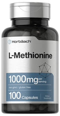 Horbäach L-Methionine 1000mg – 100 Capsules – Non-GMO, Gluten Free | Free Form Supplement