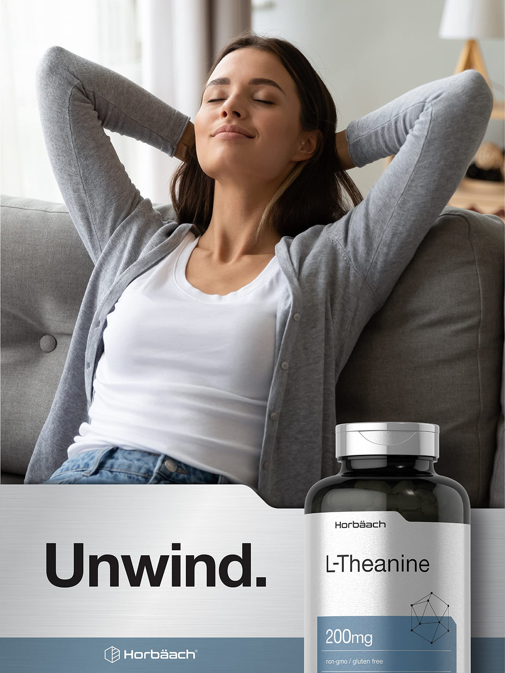 Horbäach L Theanine | 200mg | 400 Capsules | Value Size | Non-GMO, Gluten Free Supplement