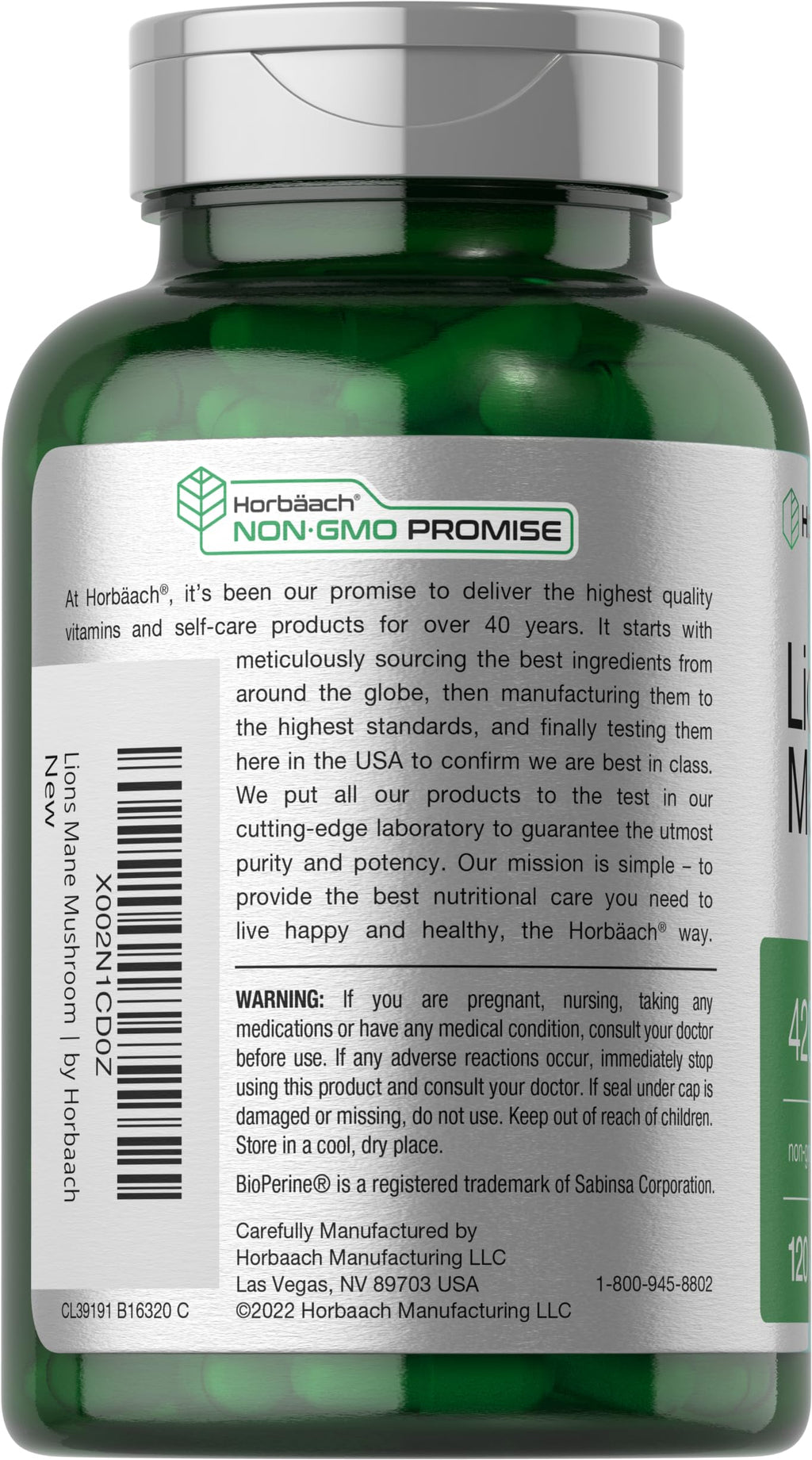 Horbäach Lions Mane Mushroom Extract 4200mg | 120 Veg Capsules | Pack of 2