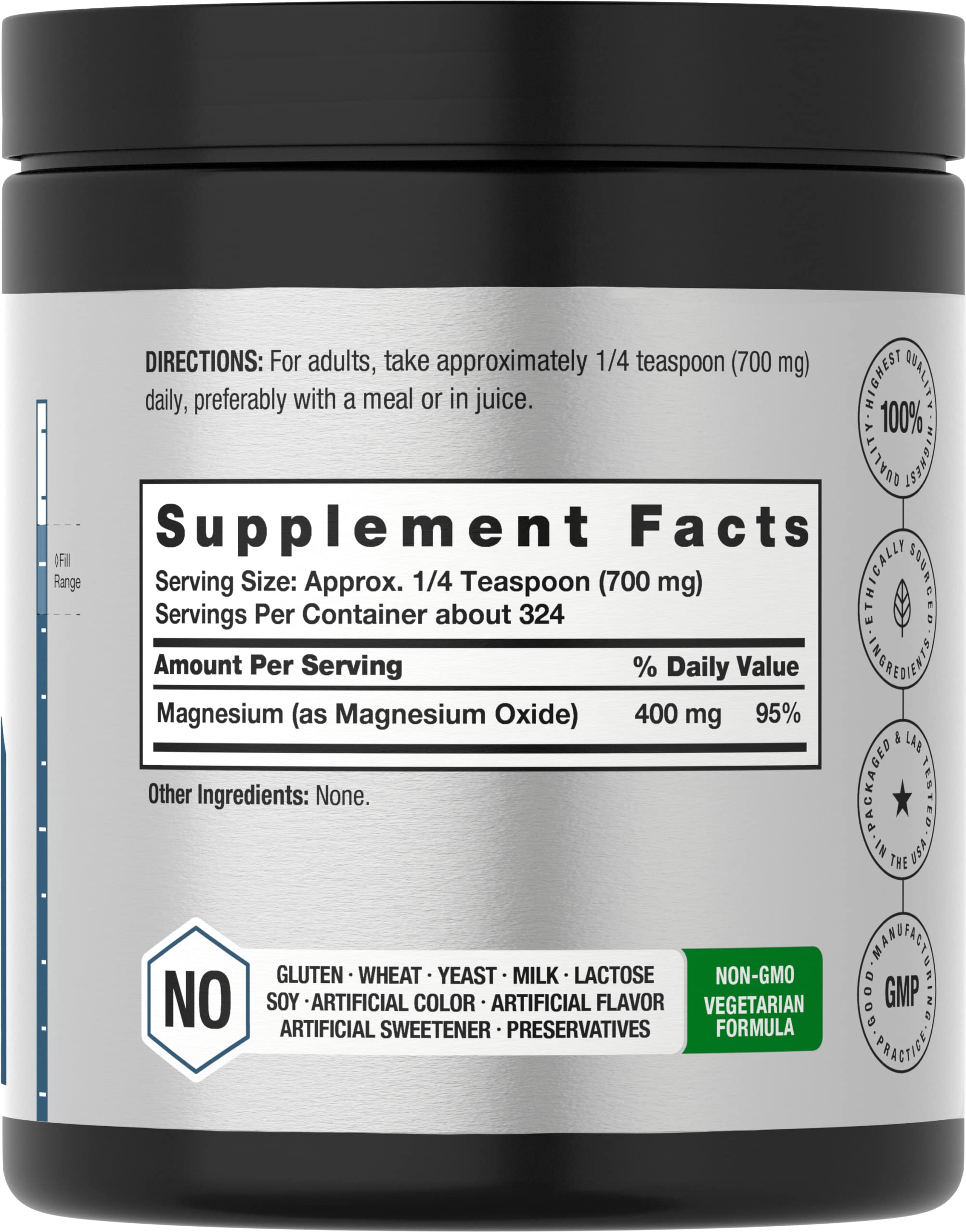 Horbäach Magnesium Oxide Powder 400 mg | 8 oz | Vegetarian, Non-GMO, Gluten Free